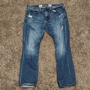 Old Navy Men's Blue Straight-Leg Jeans with Light Distressing